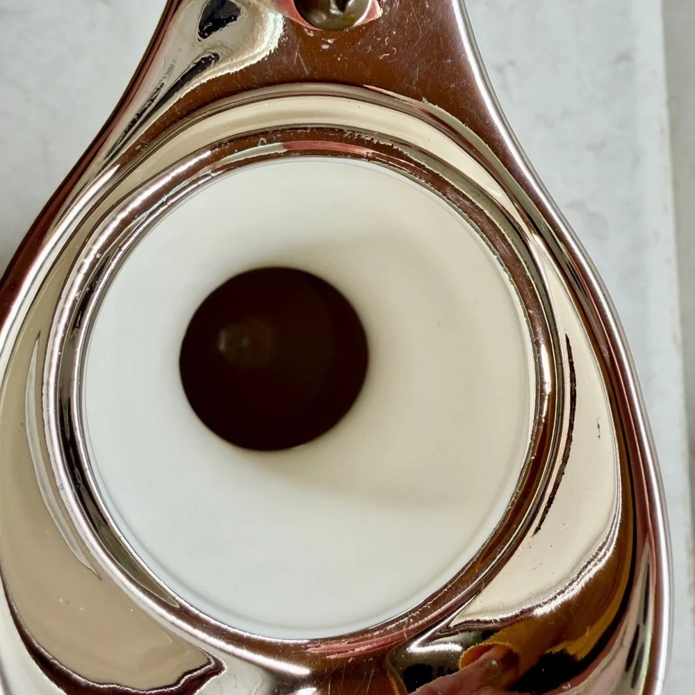 MID-CENTURY MODERN INSULATED COFFEE SERVER WITH WHITE OPALINE GLASS BODY